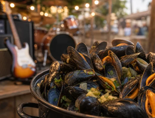 Le repas village – Soirée rock&rsquo;n moules à Loix